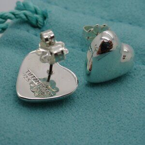 Tiffany & Co. Sterling Silver Puffed Heart Stud Earrings